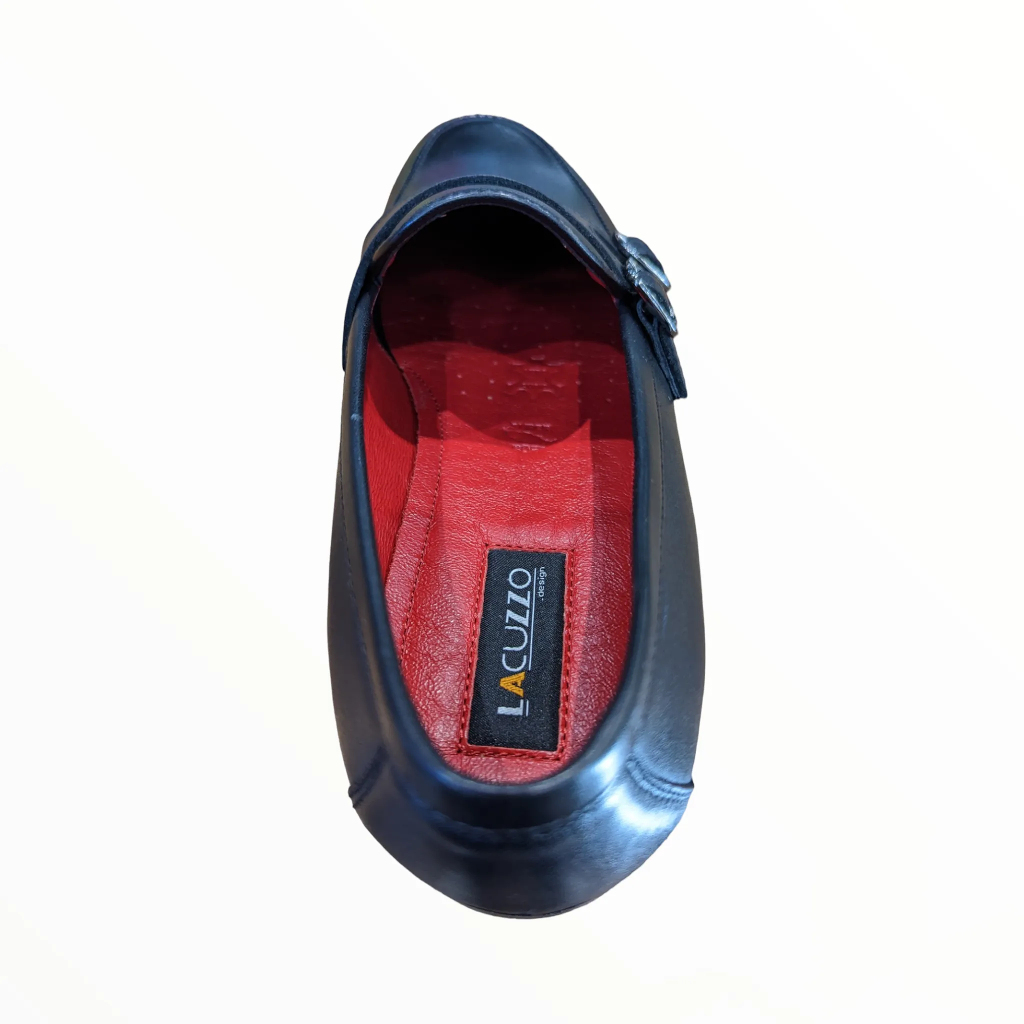 Lacuzzo Luxury Italian Leather Monk Shoe Wide Fit Black