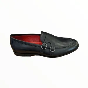Lacuzzo Luxury Italian Leather Monk Shoe Wide Fit Black