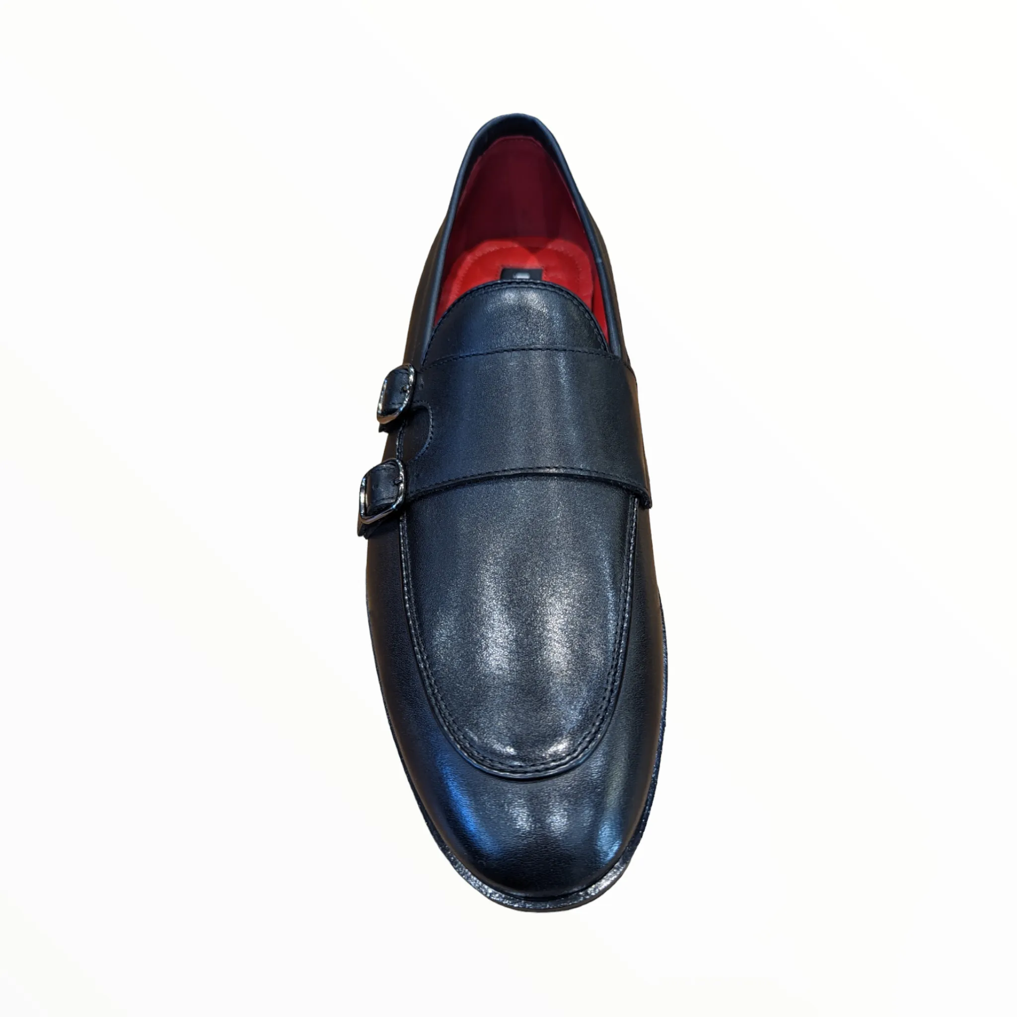 Lacuzzo Luxury Italian Leather Monk Shoe Wide Fit Black