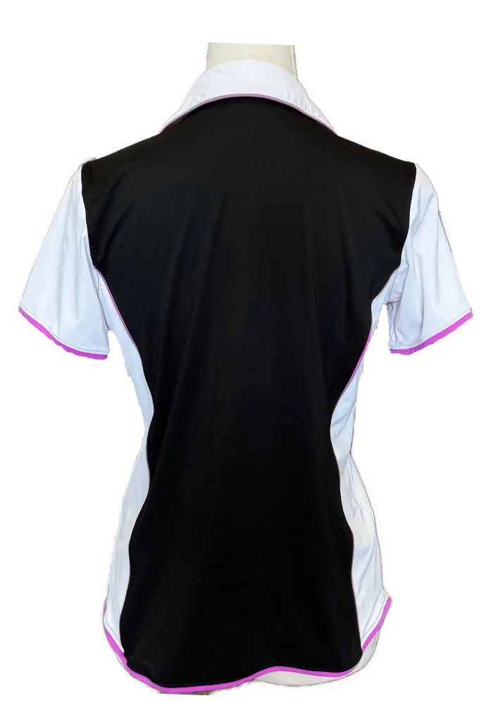 Lady Hagen Black & White Short Sleeve Golf Top w/Purple Accents Size S