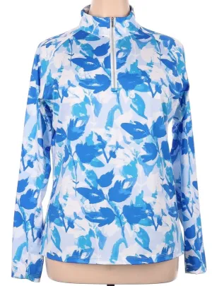 Lady Hagen Blue & White Floral Long Sleeve Sun Shirt Size XL MSP$70