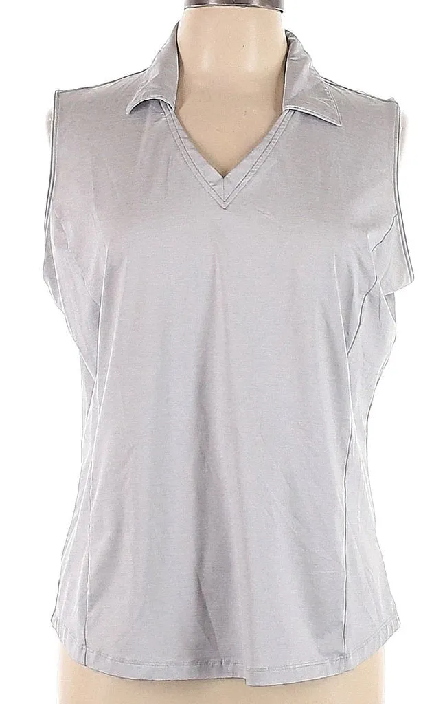 Lady Hagen Gray Heather Sleeveless Golf Polo Size L