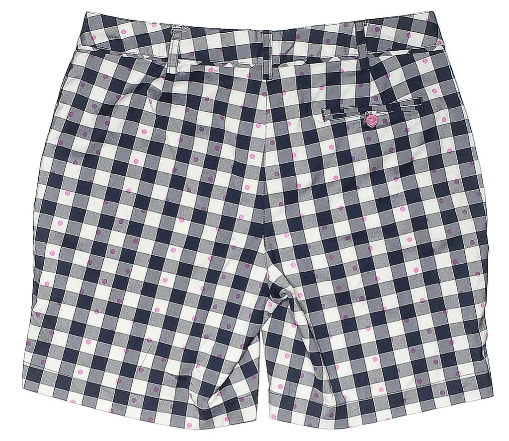 Lady Hagen Navy & White Checked Golf Shorts w/Pink Dots Size 8