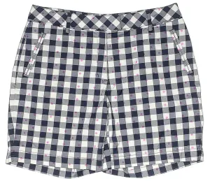 Lady Hagen Navy & White Checked Golf Shorts w/Pink Dots Size 8