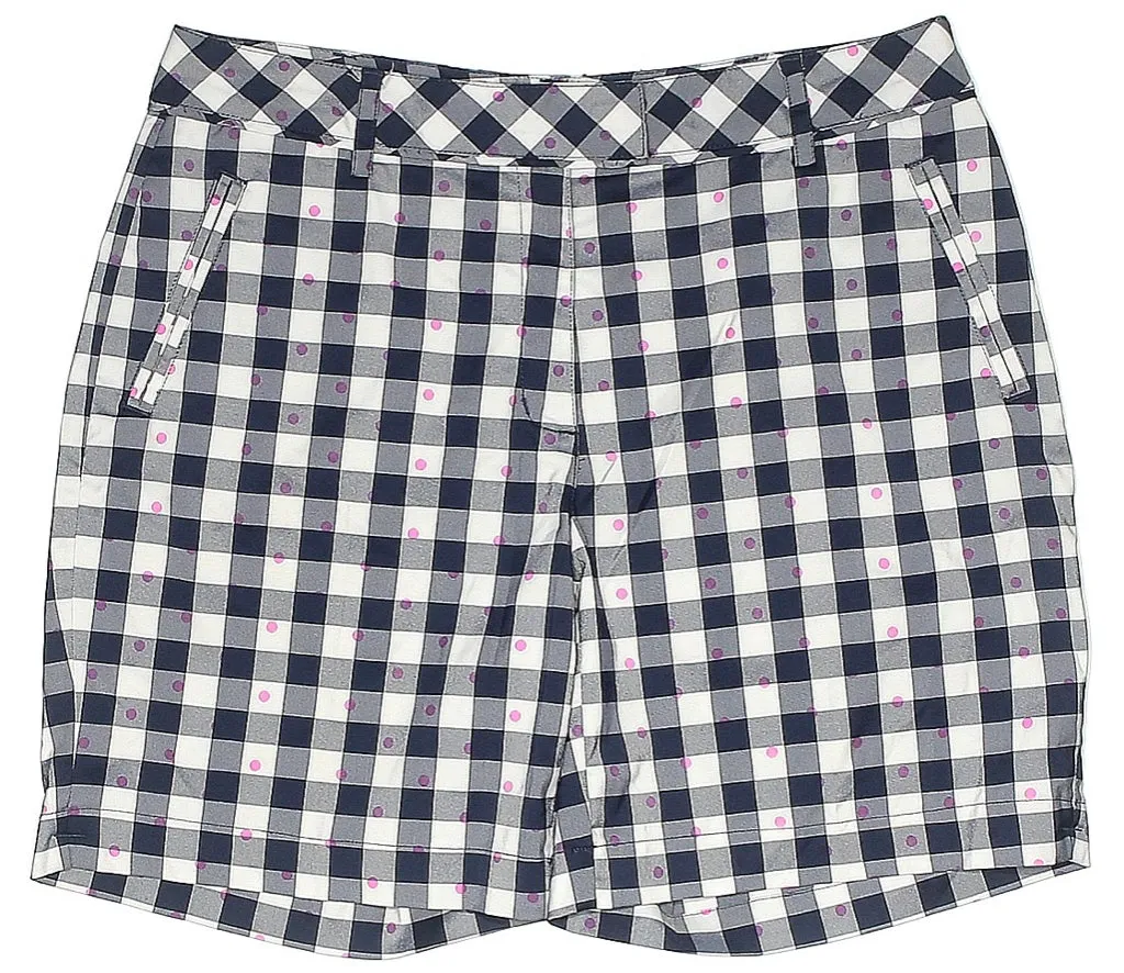 Lady Hagen Navy & White Checked Golf Shorts w/Pink Dots Size 8