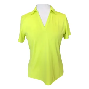 Lady Hagen Neon Yellow/Green V-neck Golf Polo Size M