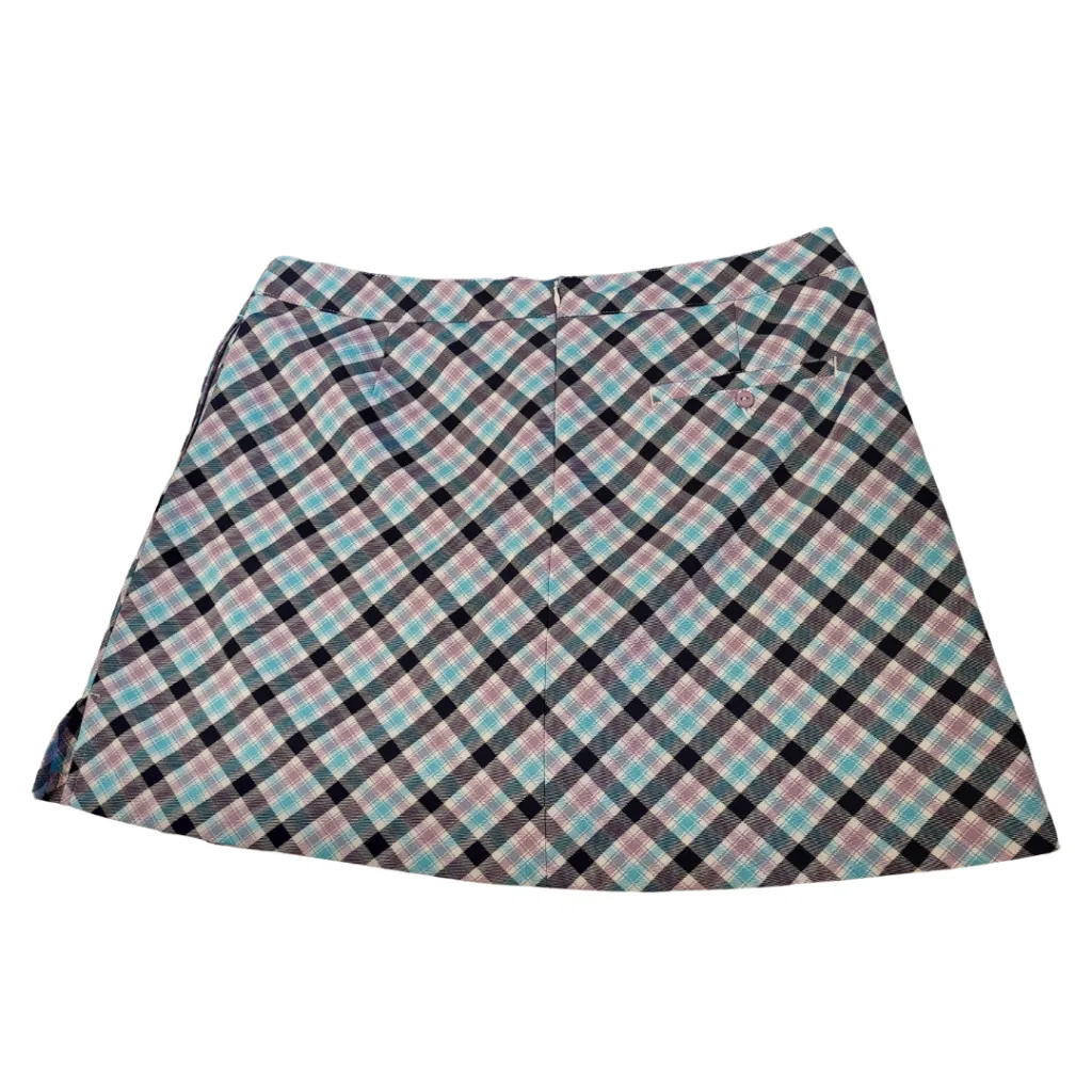 Lady Hagen Purple, Navy & Aqua Plaid Women's Golf Skort Size 12