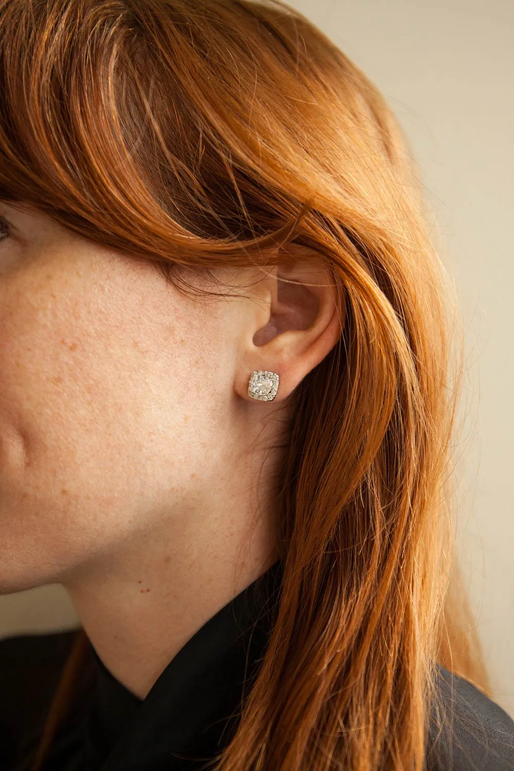 Lambda | Square Crystal Earrings