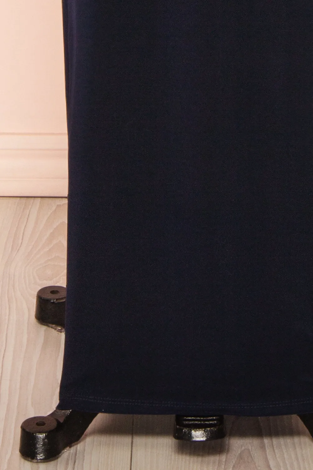 Leora Navy | Long Dress w/ Criss-Cross Halter Neckline