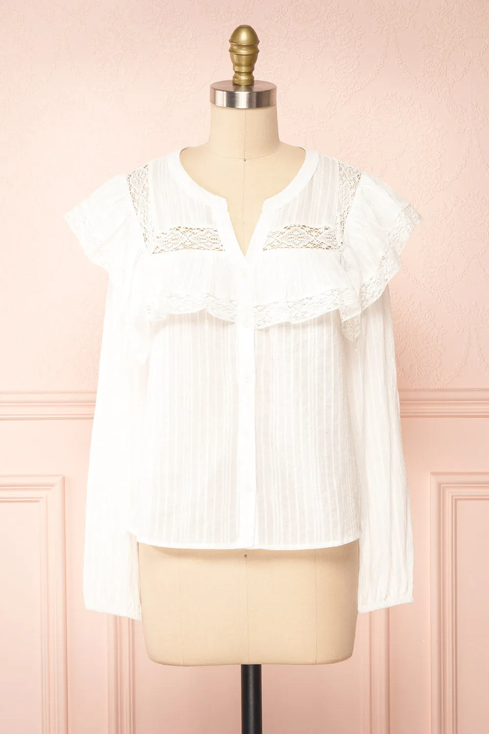 Liberalis | Striped Blouse w/ Ruffles