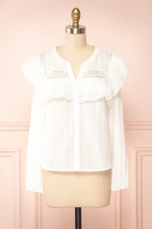 Liberalis | Striped Blouse w/ Ruffles