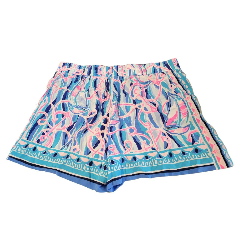 Lilly Pulitzer Blue & Pink Flowy Shorts Size L MSP$74