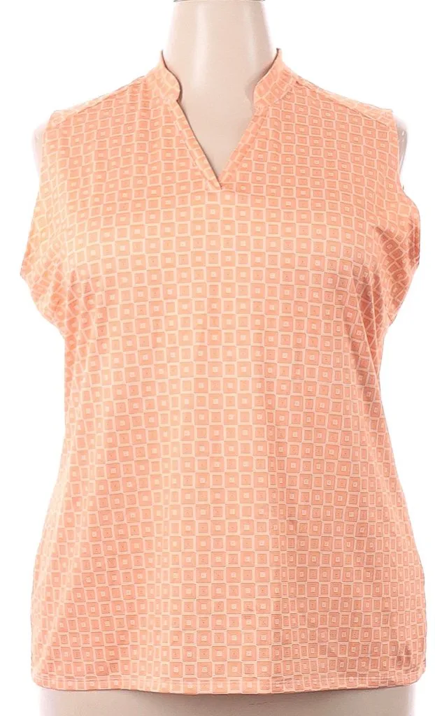 Lopez Orange Patterned Sleeveless Golf Top Size XXL. MSP$85