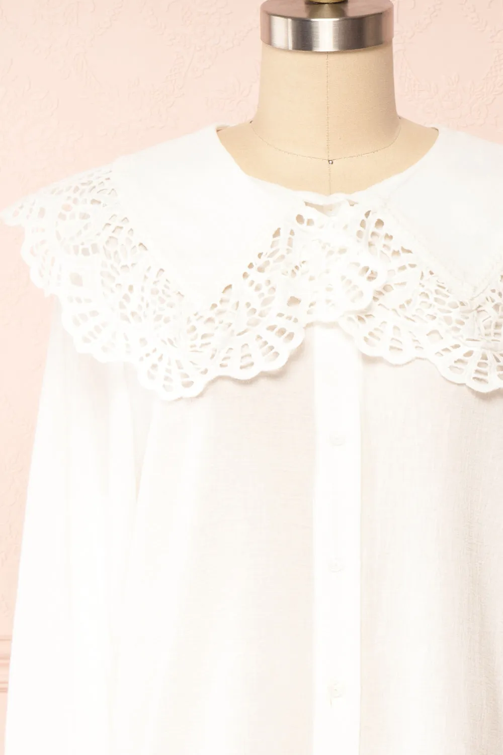 Lorelei | Peter Pan Collar Blouse w/ English Embroidery