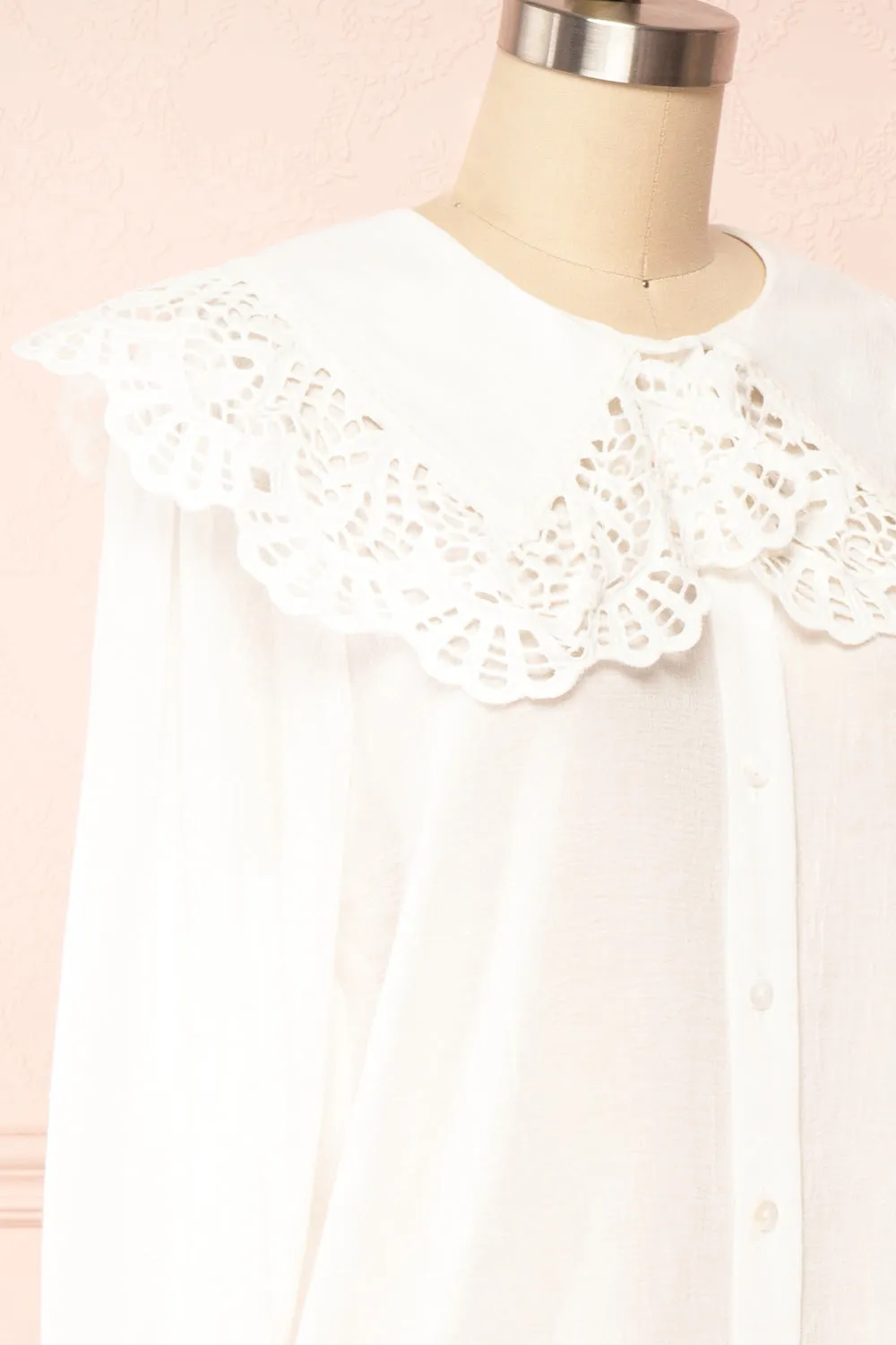 Lorelei | Peter Pan Collar Blouse w/ English Embroidery