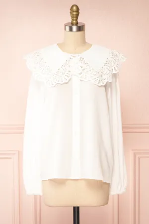 Lorelei | Peter Pan Collar Blouse w/ English Embroidery