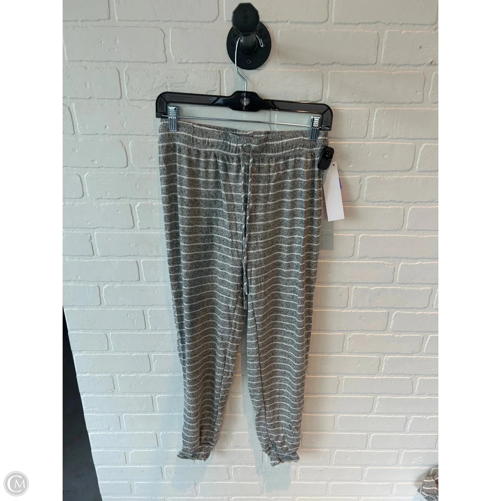 Lounge Set Pants By Clothes Mentor In Grey & White, Size: L