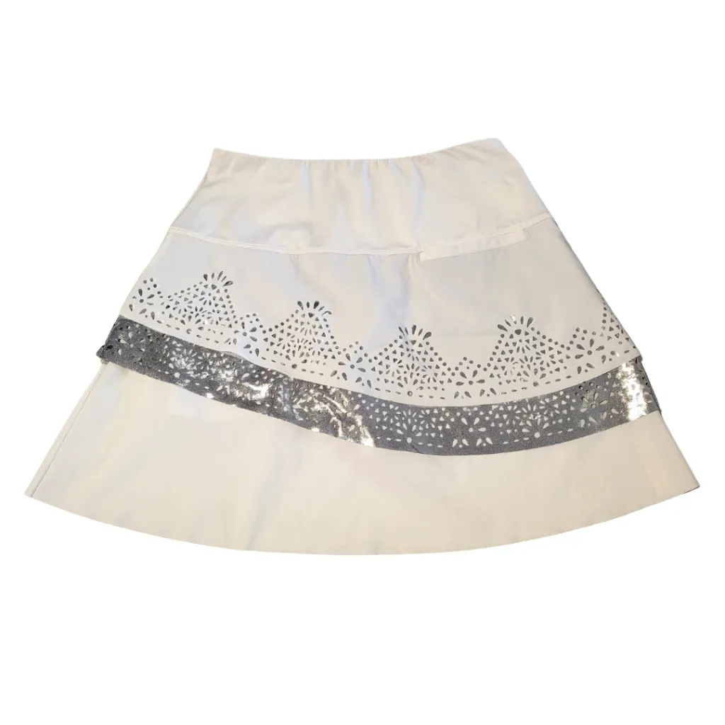 Lucky in Love  White & Silver Layered Golf Skort Size XS