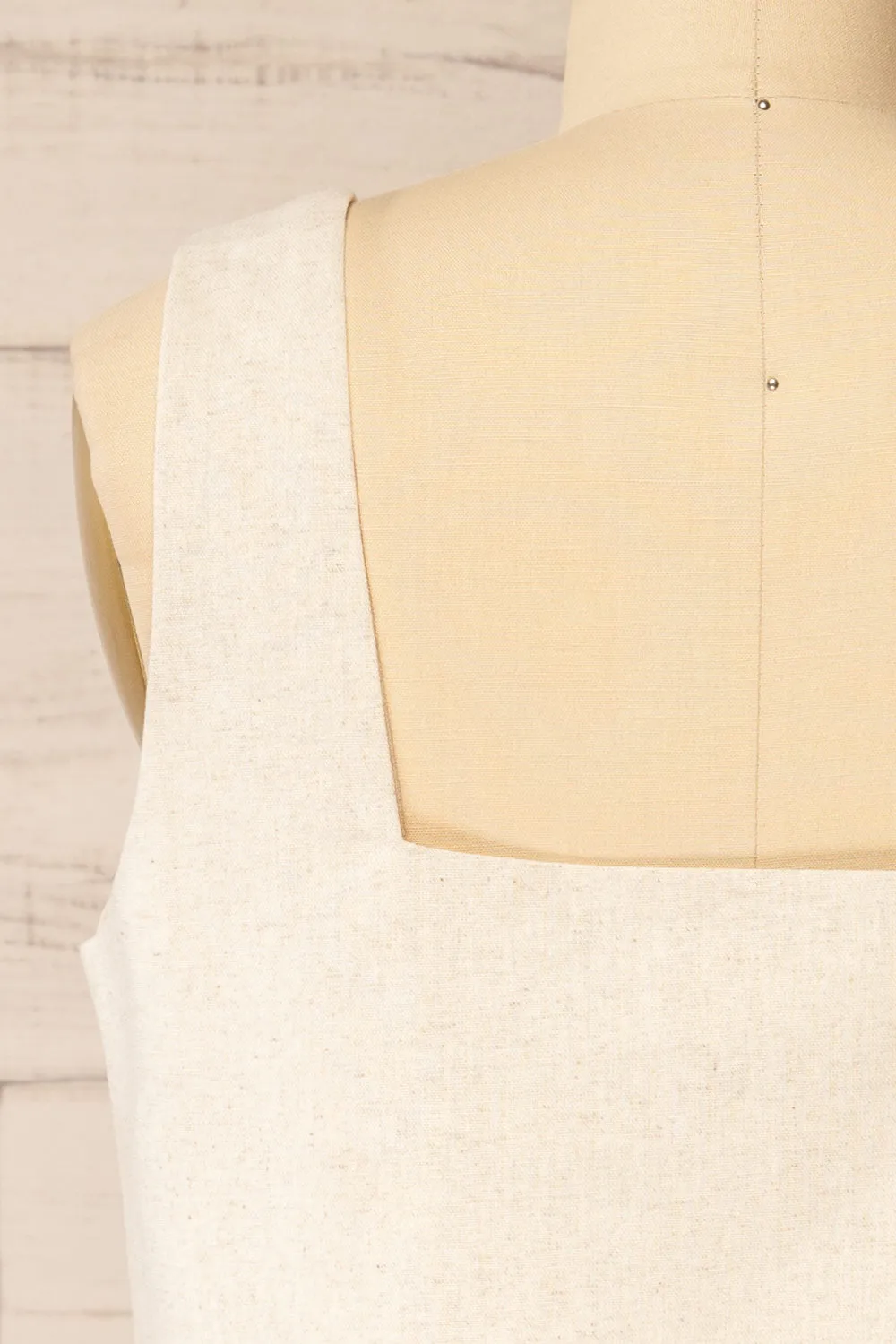 Lukla Beige | Cropped Linen Tank Top