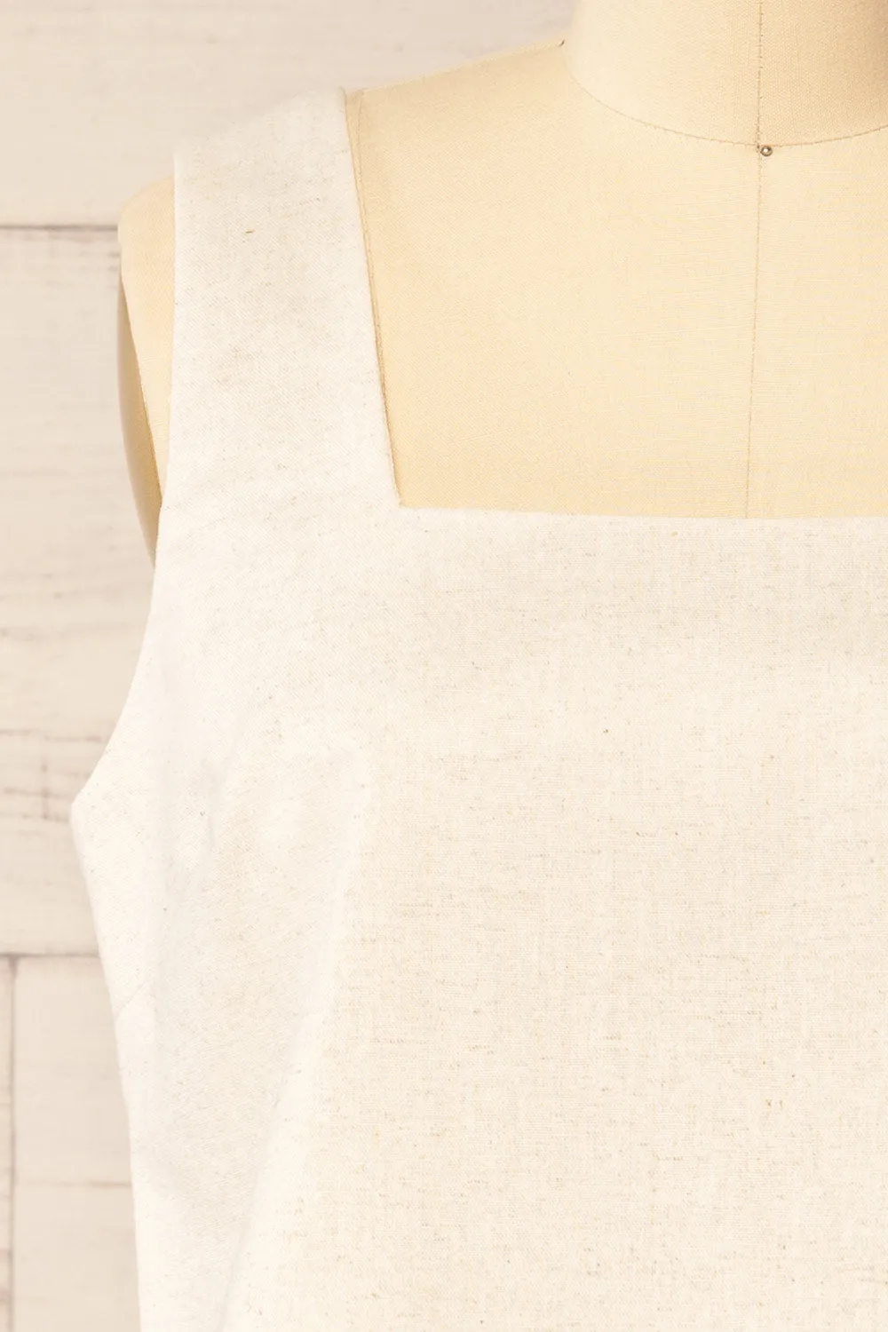 Lukla Beige | Cropped Linen Tank Top