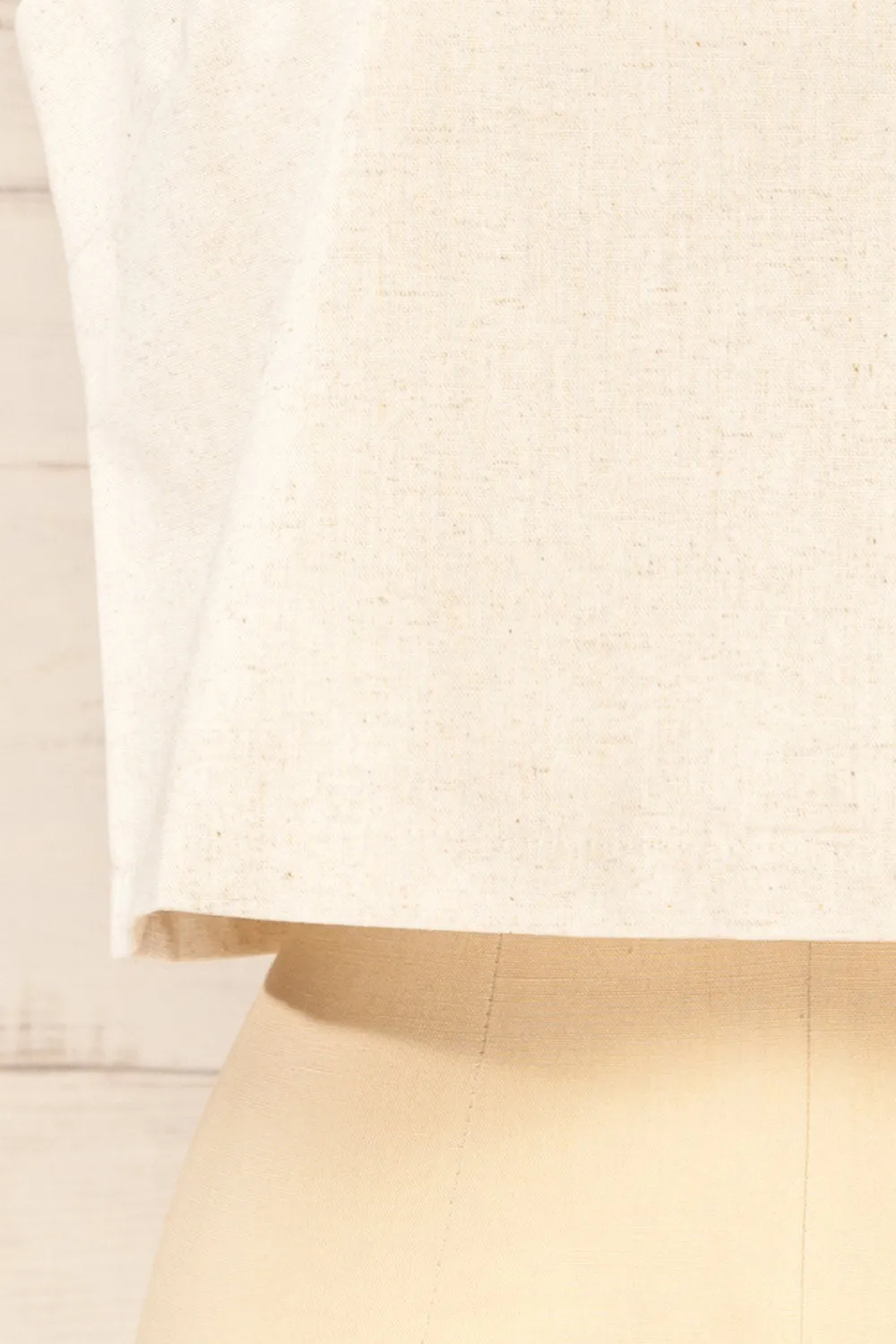 Lukla Beige | Cropped Linen Tank Top