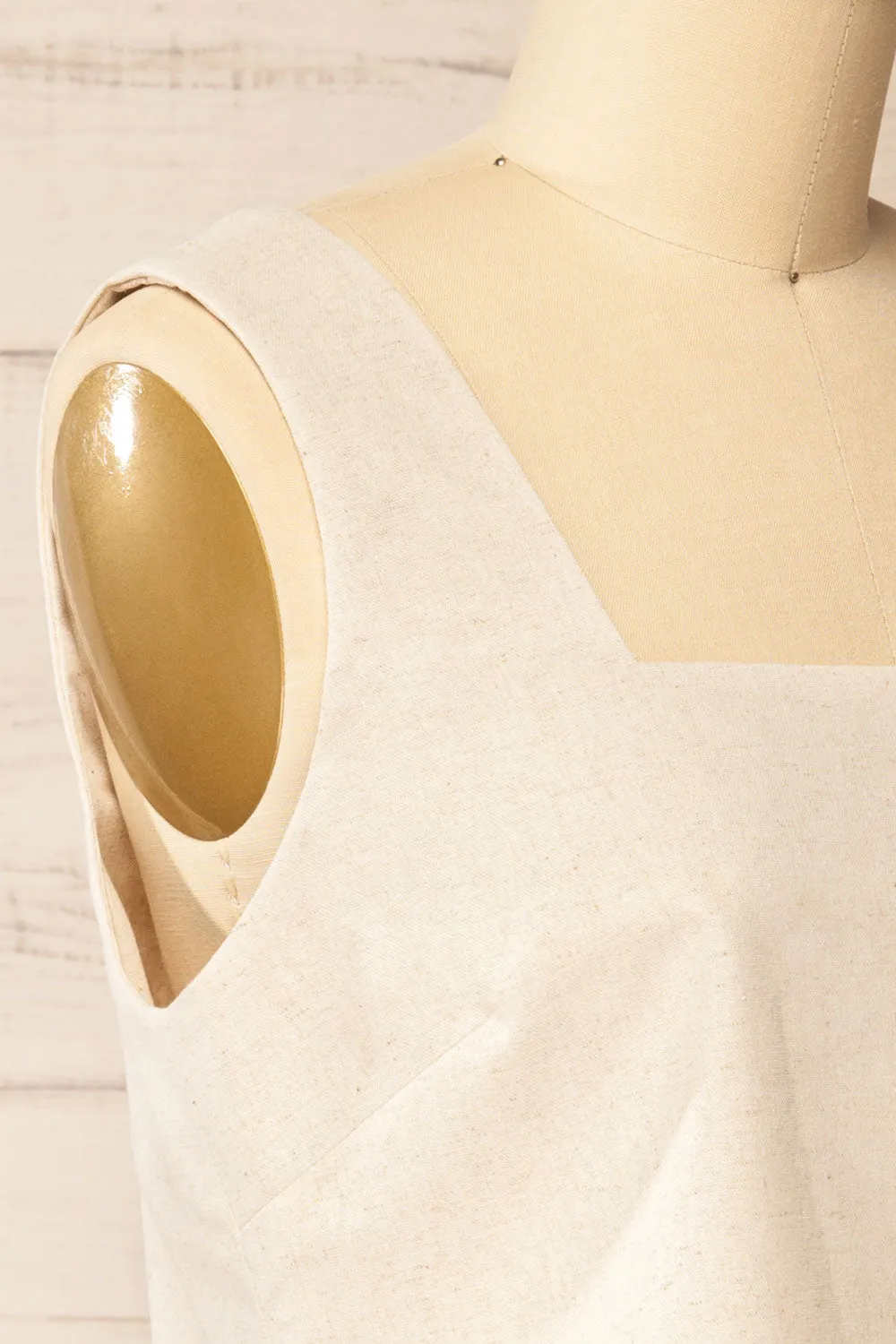 Lukla Beige | Cropped Linen Tank Top