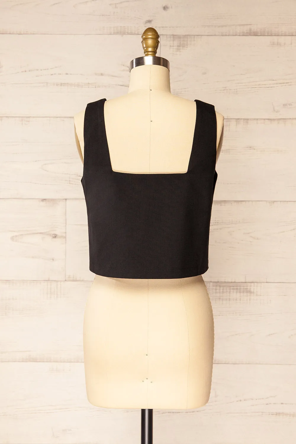 Lukla Black | Cropped Linen Tank Top