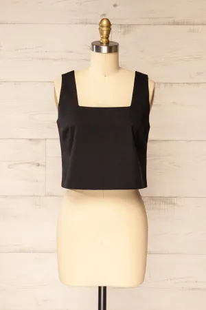 Lukla Black | Cropped Linen Tank Top