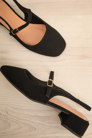 Lulu Black | Velvet Sling-back Heels