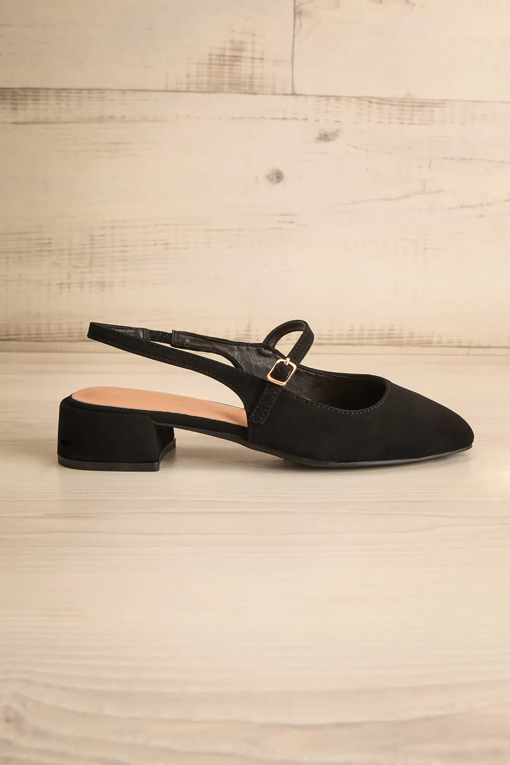Lulu Black | Velvet Sling-back Heels