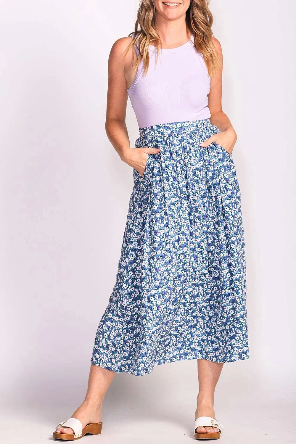 Luny | Long Floral Skirt w/ Pockets
