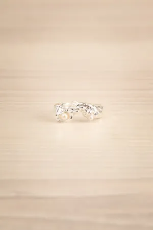 Luzenac Silver | Organic Ring w/ Glass Beads