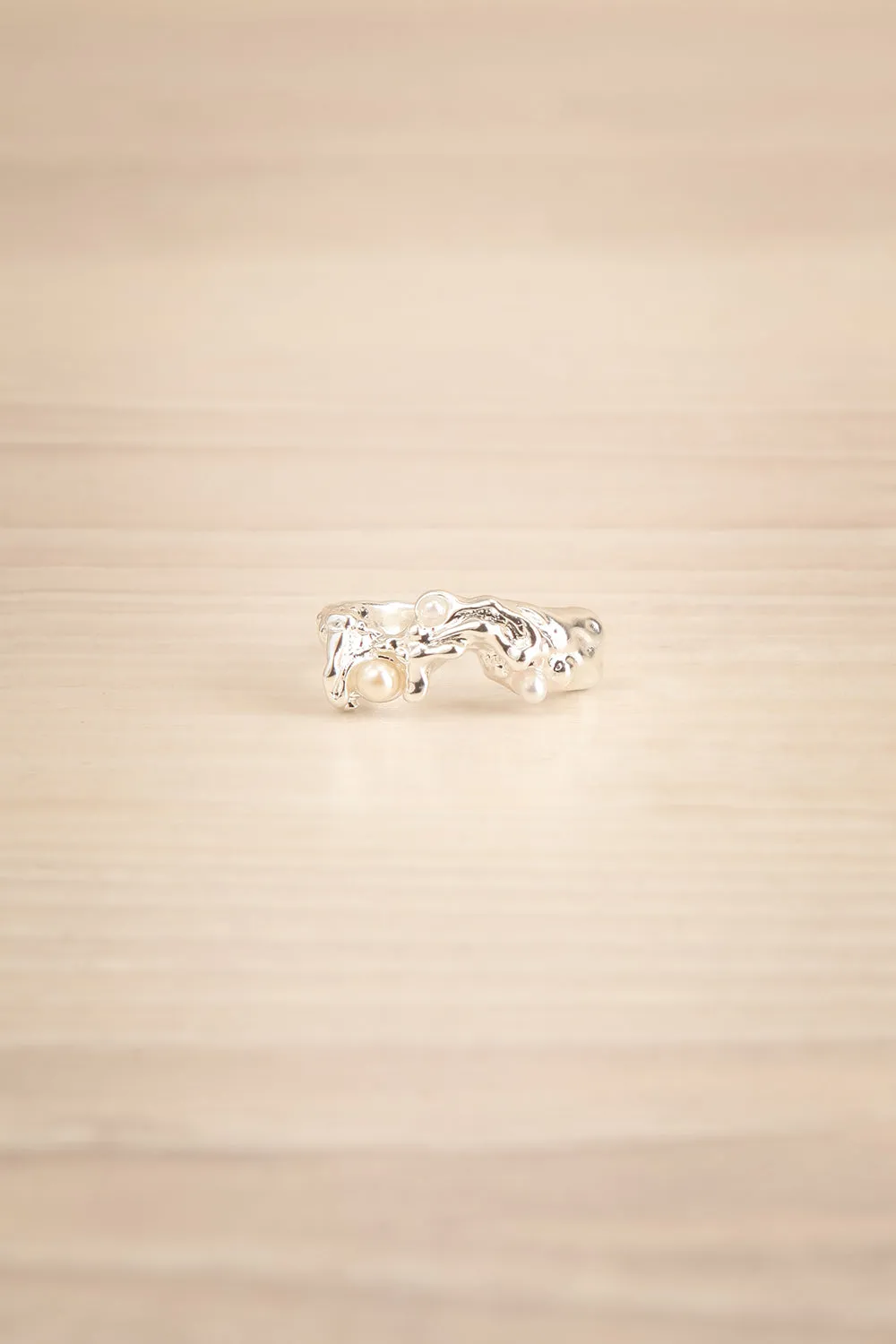 Luzenac Silver | Organic Ring w/ Glass Beads
