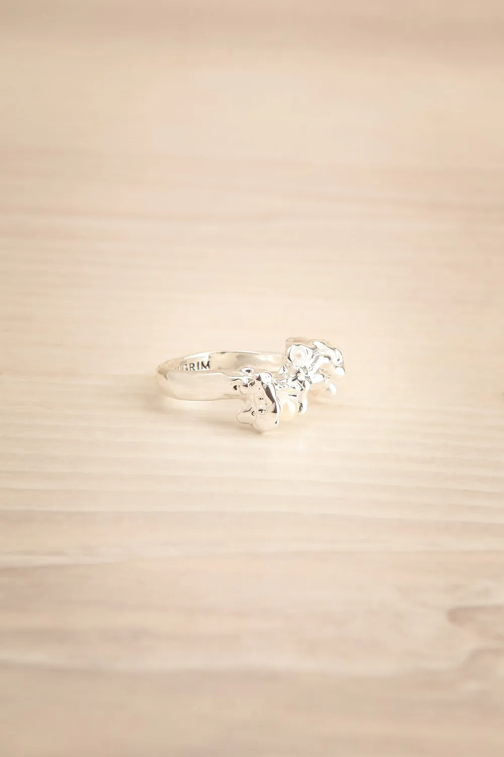 Luzenac Silver | Organic Ring w/ Glass Beads