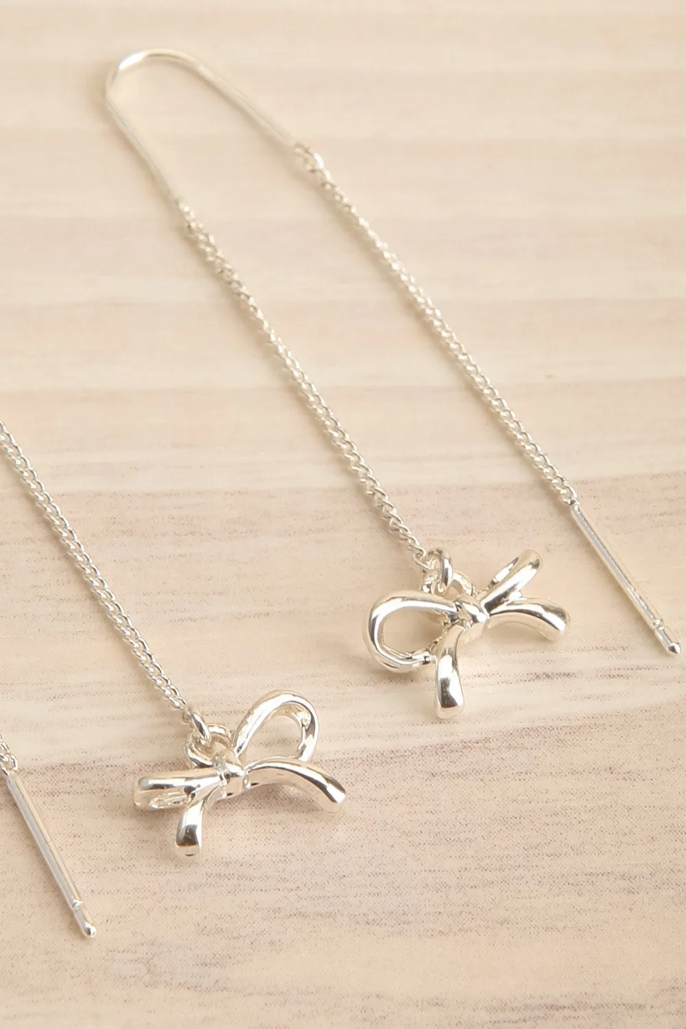 Lysandra Silver | Thread Through Earrings w/ Bow