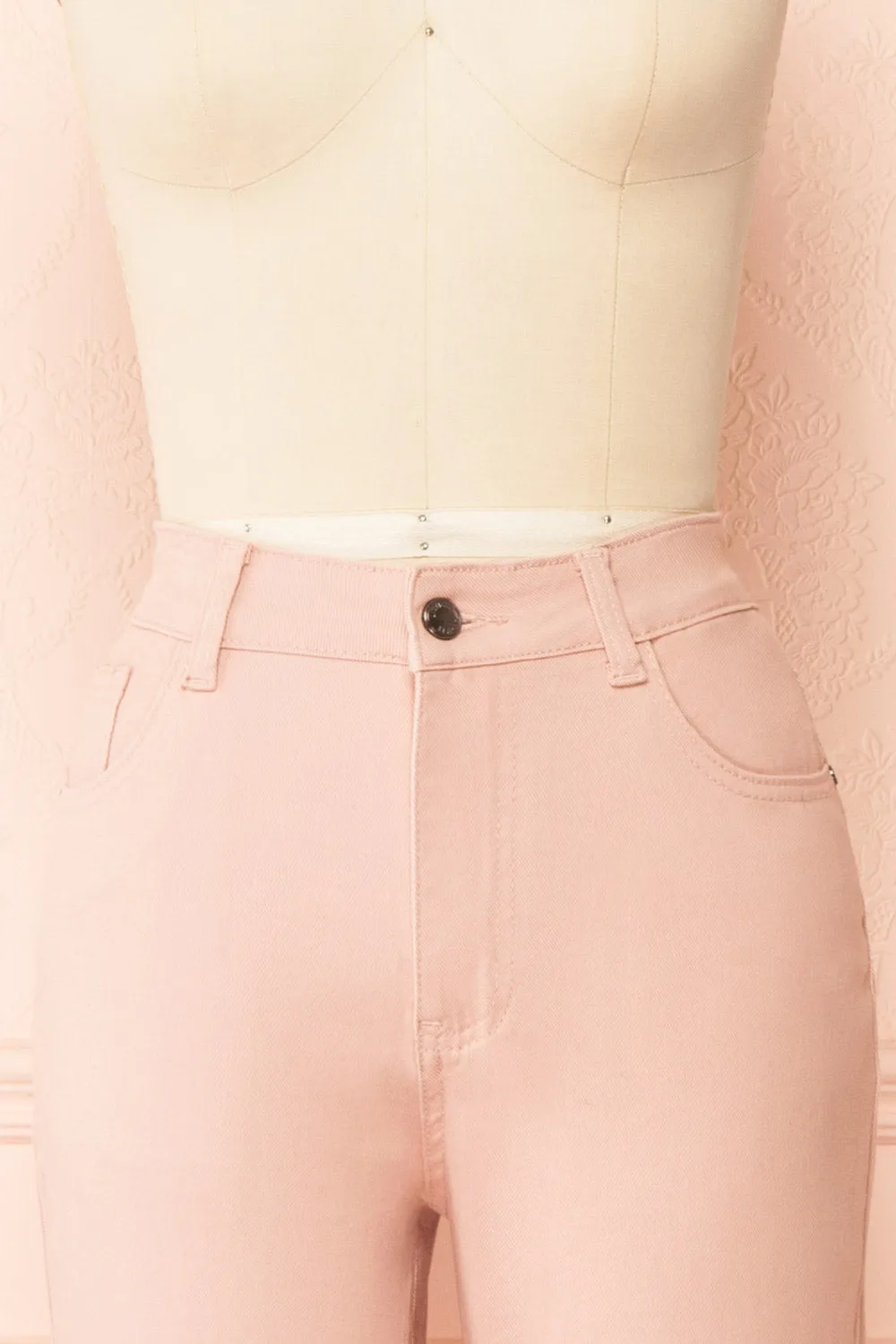 Madoka | Pink High-Waisted Denim Pants