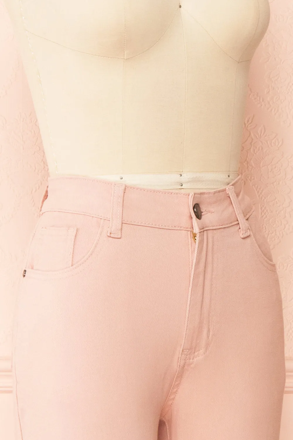 Madoka | Pink High-Waisted Denim Pants