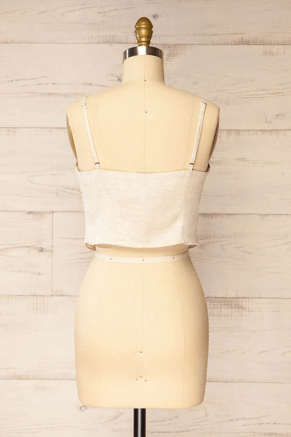 Malekhu | Beige Cropped Vest Top