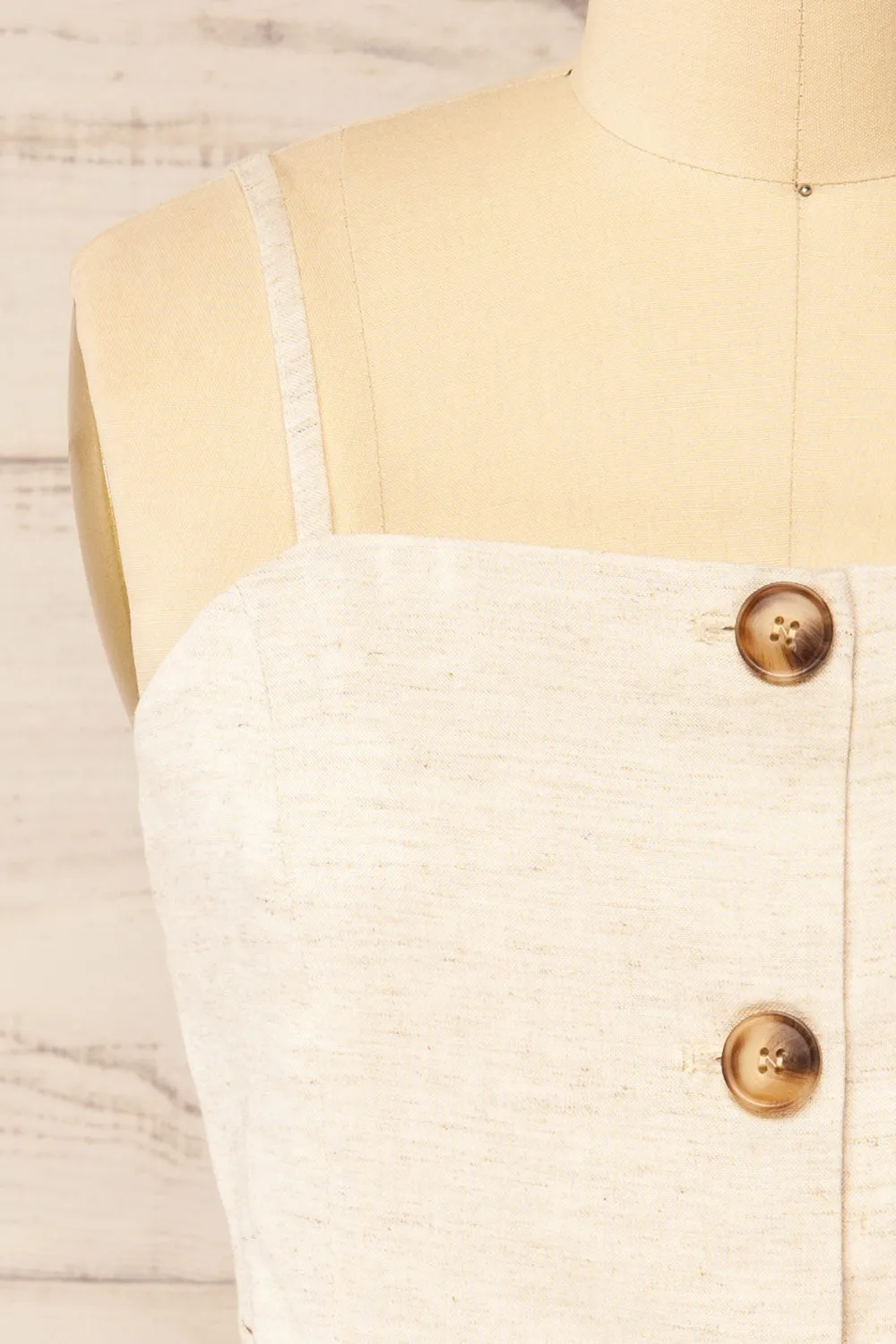 Malekhu | Beige Cropped Vest Top