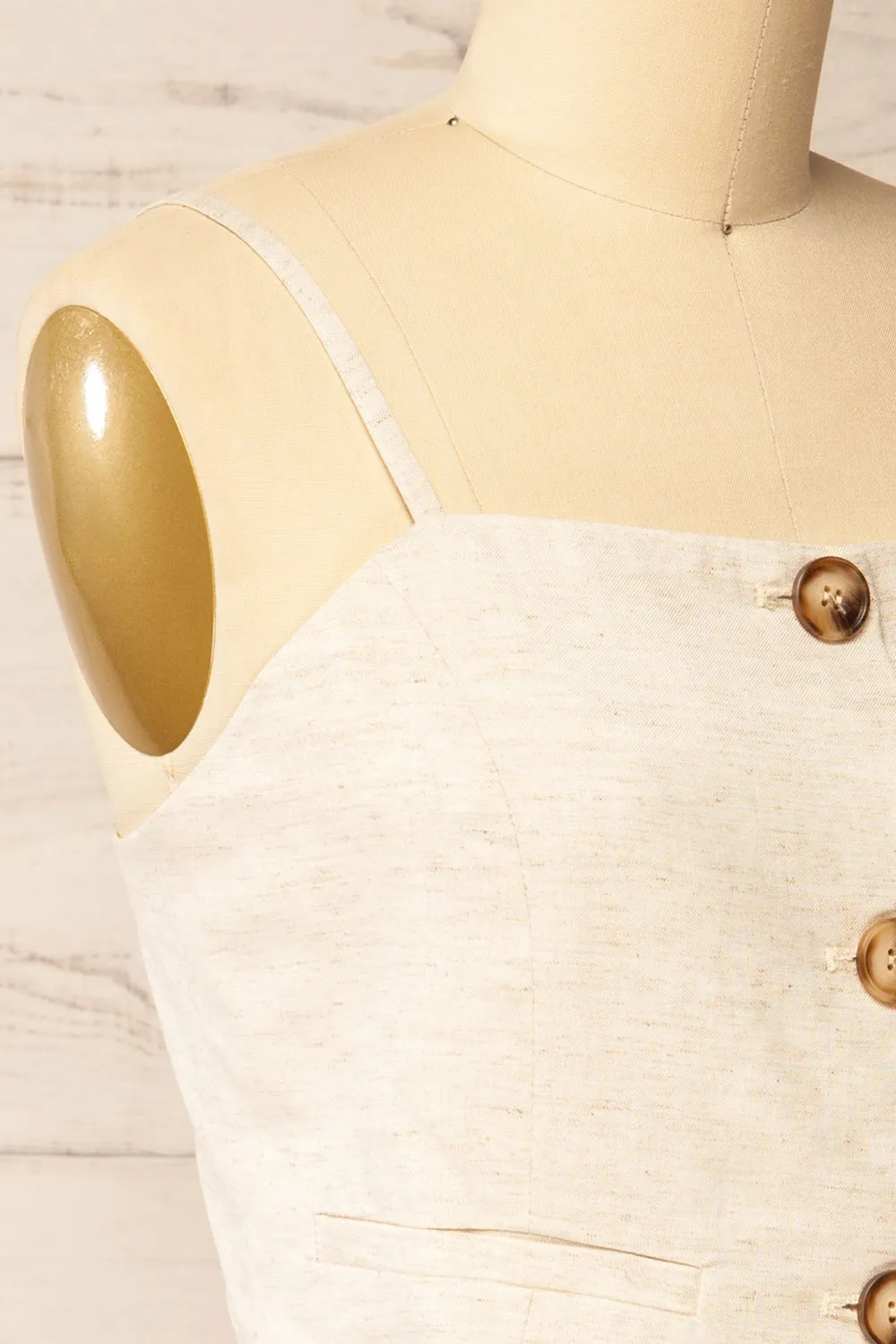 Malekhu | Beige Cropped Vest Top