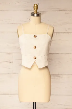 Malekhu | Beige Cropped Vest Top
