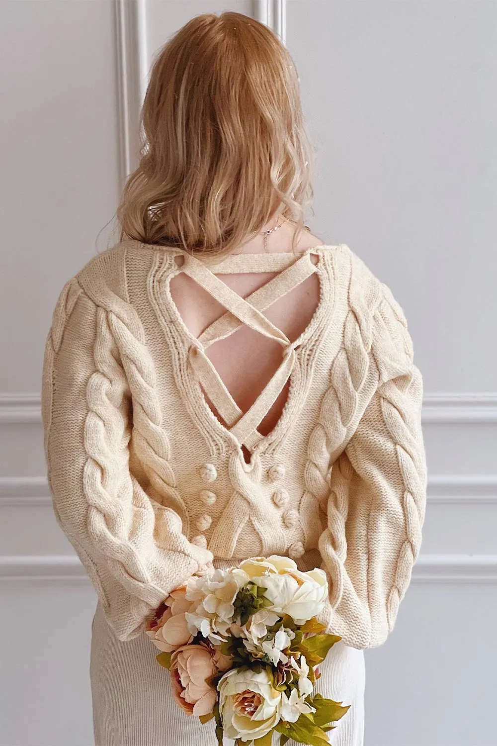 Maloune | Beige Sweater w/ Pompoms