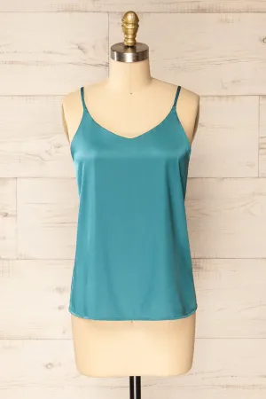 Manaus Teal | Satin Tank Top