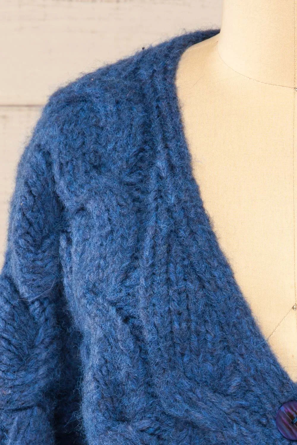 Manchester | Blue Button-Up Thick Knit Cardigan