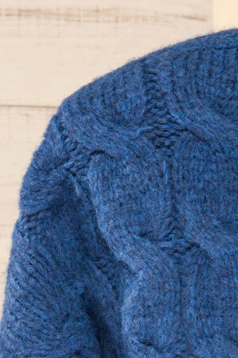 Manchester | Blue Button-Up Thick Knit Cardigan