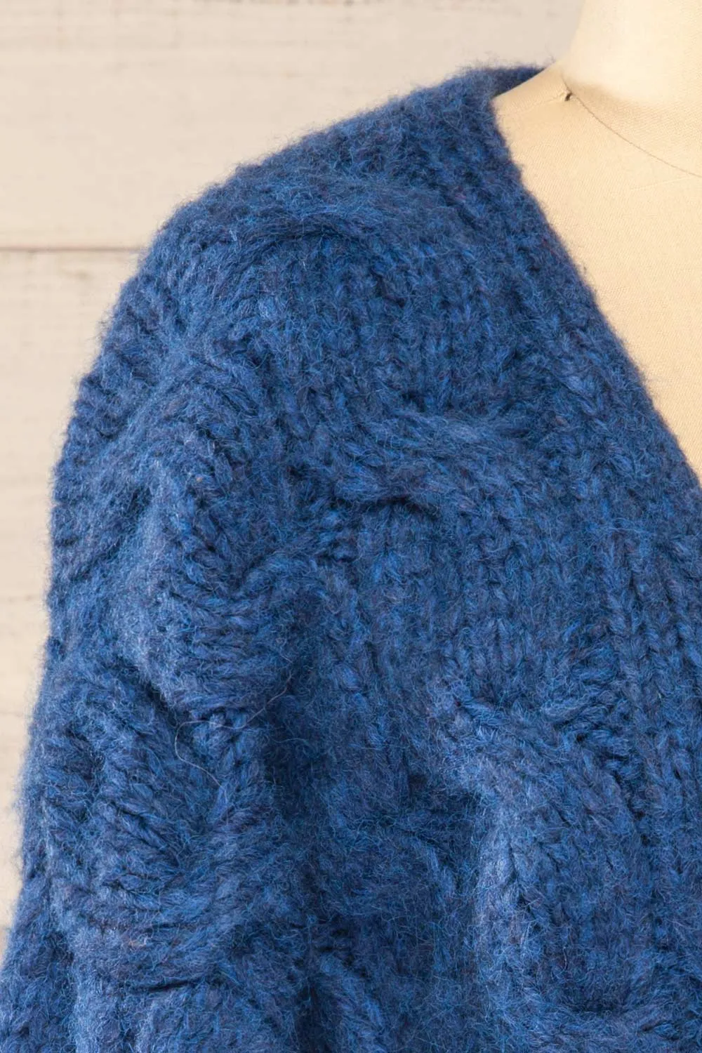 Manchester | Blue Button-Up Thick Knit Cardigan