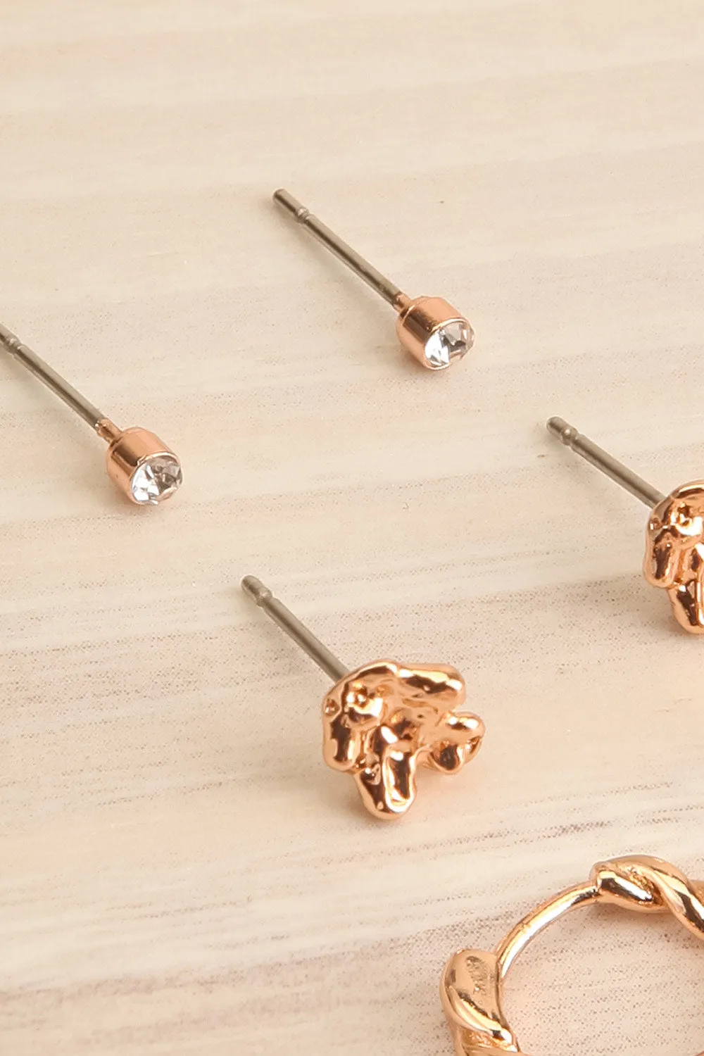 Manuel | Set of 3 Rosegold-Plated Earrings