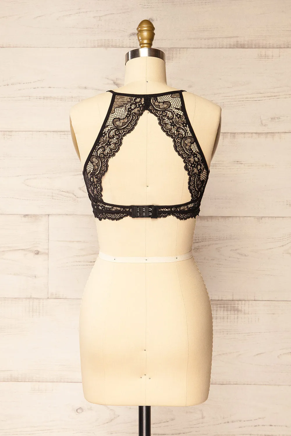 Maven | Black Lace Halter Bralette