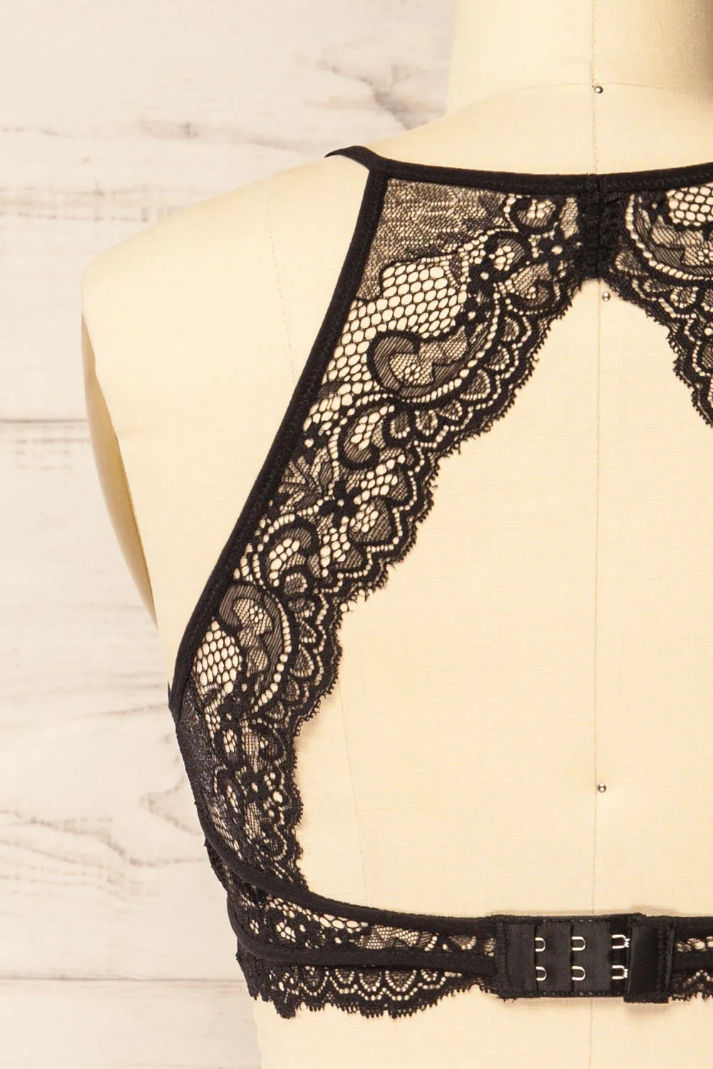 Maven | Black Lace Halter Bralette