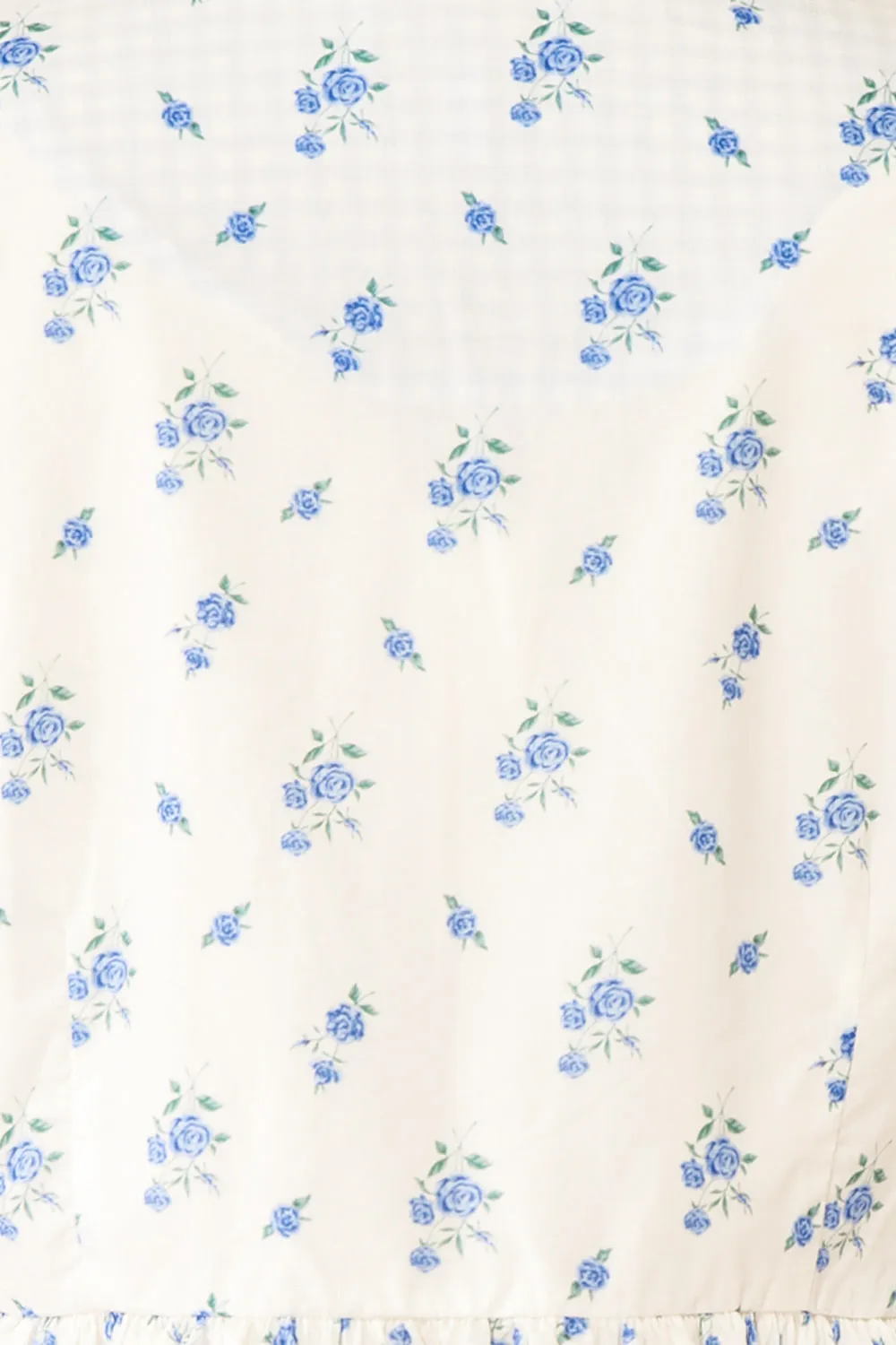 Mayssa Blue | Floral Tie-Front Puffy Sleeve Blouse